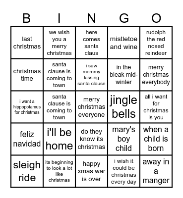 It's CHRIIIIIISSSSTTMMMAAAAAASSSSS Bingo Card