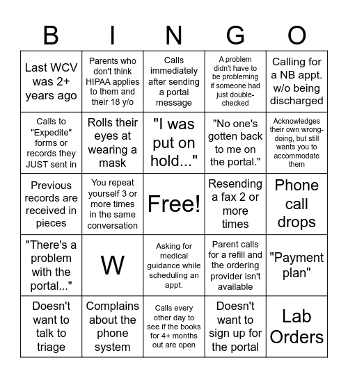 Front Desk 2 Bingo Card