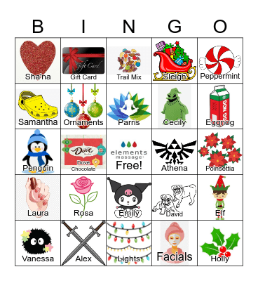 Elements Holiday Bingo 2024 Bingo Card