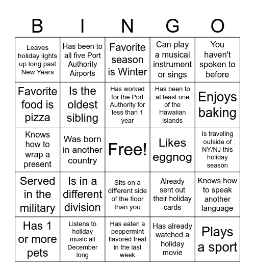 Find Someone Who/Who's.... Bingo Card