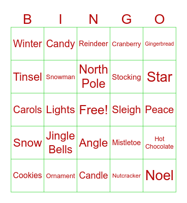 Holiday Bingo Card