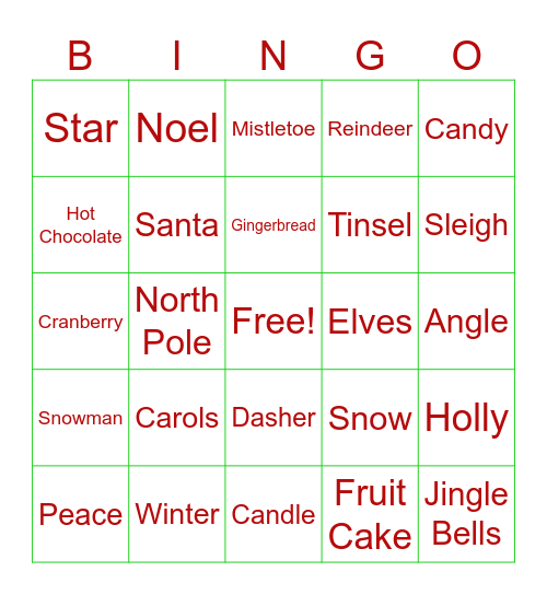 Holiday Bingo Card