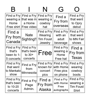 FRY BINGO Card