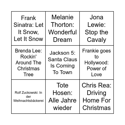 Weihnachtslieder-Bingo Card
