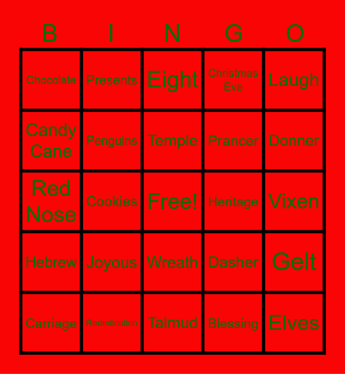 Holiday Bingo! Bingo Card