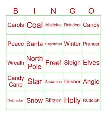 Holiday Bingo Card