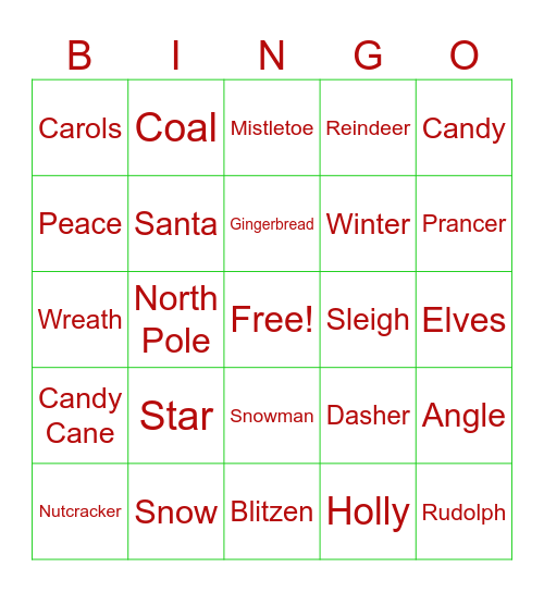 Holiday Bingo Card