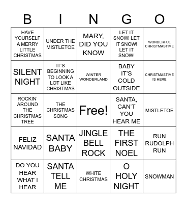 Christmas Singo Bingo Card