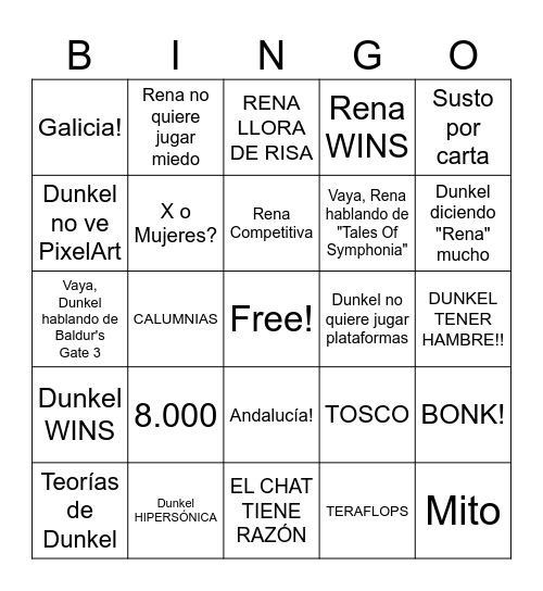 EL BINGO DE DUNKENA Bingo Card