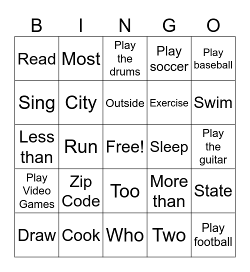 Unit 7 Bingo Card