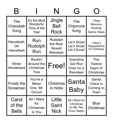 The Most Wonderful Time of the Year Bingo Card
