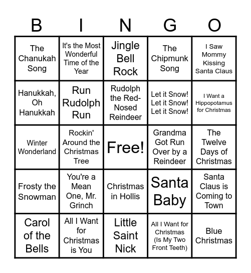 The Most Wonderful Time of the Year Bingo Card
