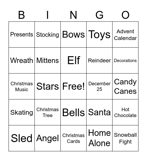 Holiday Bingo Card