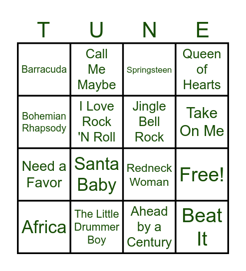 Name That Tune BINGO!!! Bingo Card
