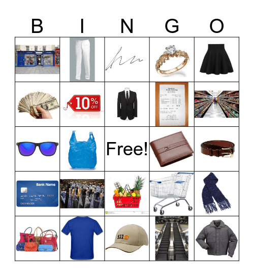 Shopping Bingo Card