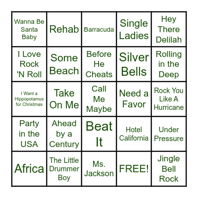 Name That Tune BINGO!!! Bingo Card