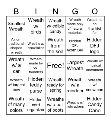 Designed For Joy Wreath Bingo Card