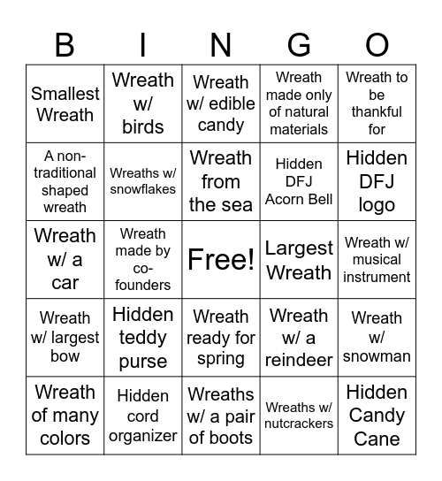 Designed For Joy Wreath Bingo Card