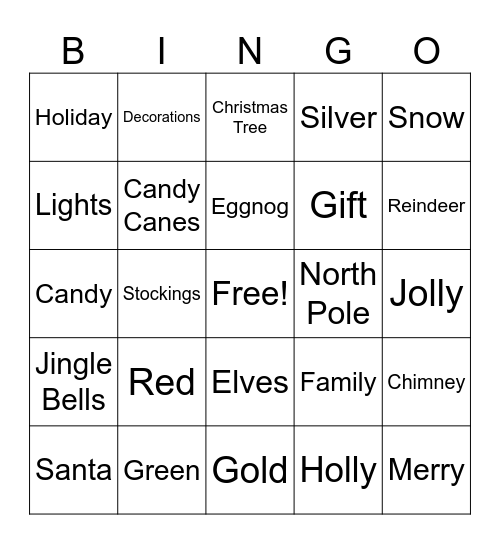 Holiday Bingo Card