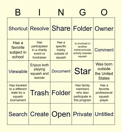 Google Docs Bingo Card