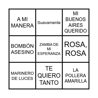 BINGO MUSICAL Bingo Card