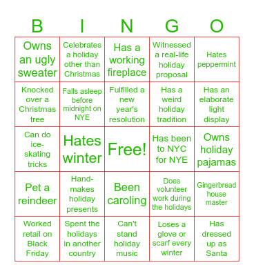 Holiday Bingo! Bingo Card