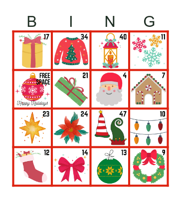 Merry Christmas Bingo Card