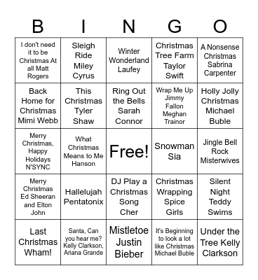 Christmas Pop Bingo Card