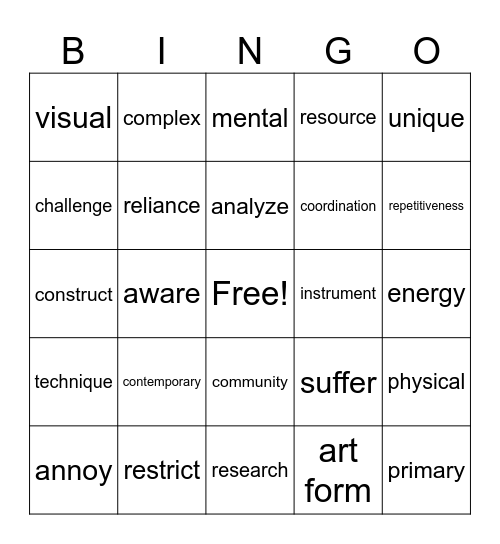 Reading 5 F23 Final BINGO Card