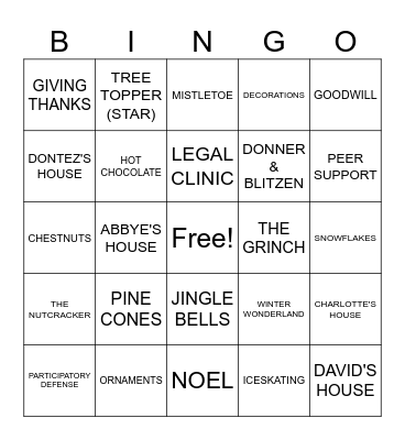 SOI'S 2023 HOUSING HOLIDAY EVENT Bingo Card