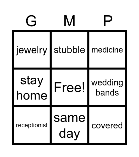 GMP, Health, and Hygiene Bingo Card
