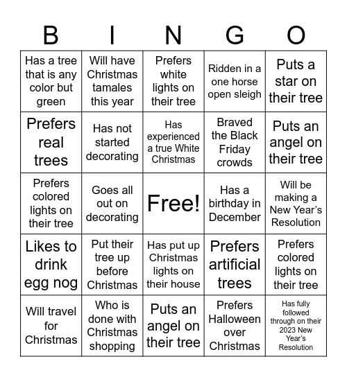 Christmas Bingo Card