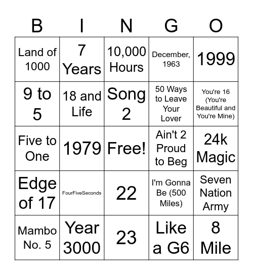 The Whale Outpost Bingo Card