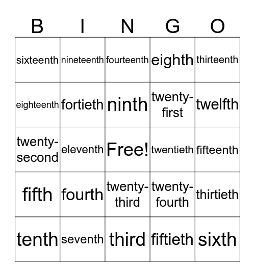 rangtelwoorden Bingo Card