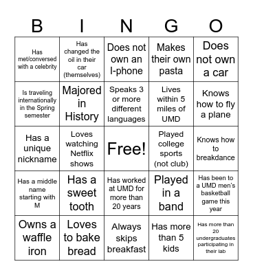 Mingle Bingo Card