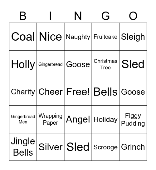 Holiday Bingo Card