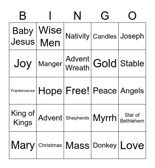 Merry Christmas Bingo Card