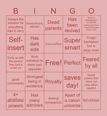 PANDORAS ULTIMATE OC- Bingo Card
