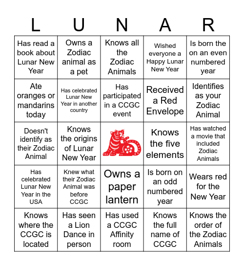 CCGC Virtual Lunar New Year Bingo Card