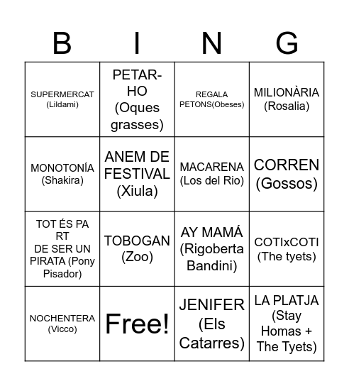 BINGO MUSICAL Bingo Card