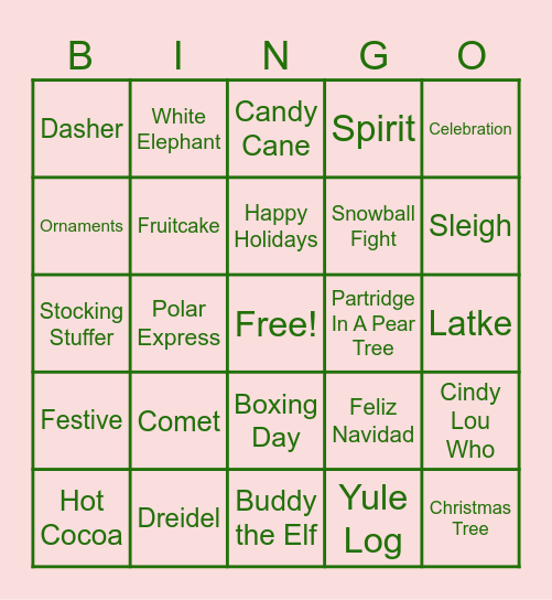 DM Holiday Bingo Card