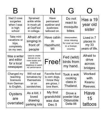 OMS Staff Bingo Card