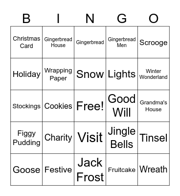 Holiday Bingo Card