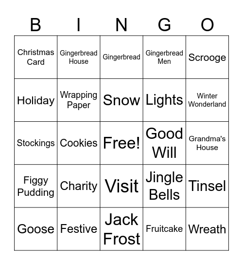 Holiday Bingo Card