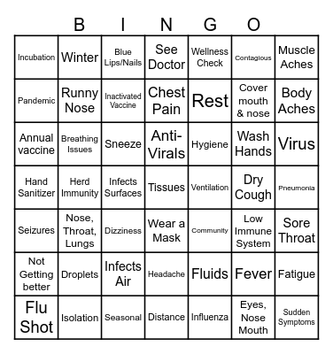 Flu Bingo Card