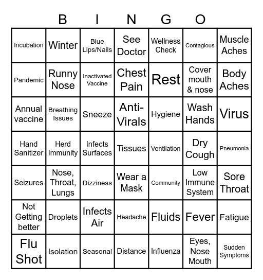 Flu Bingo Card