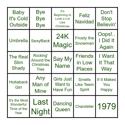 Name That Tune BINGO!!! Bingo Card
