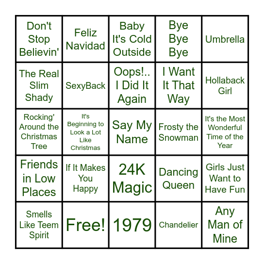 Name That Tune BINGO!!! Bingo Card