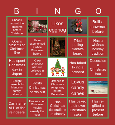 Virtual Christmas Bingo Card