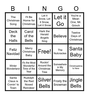 Christmas Card Bingo Card